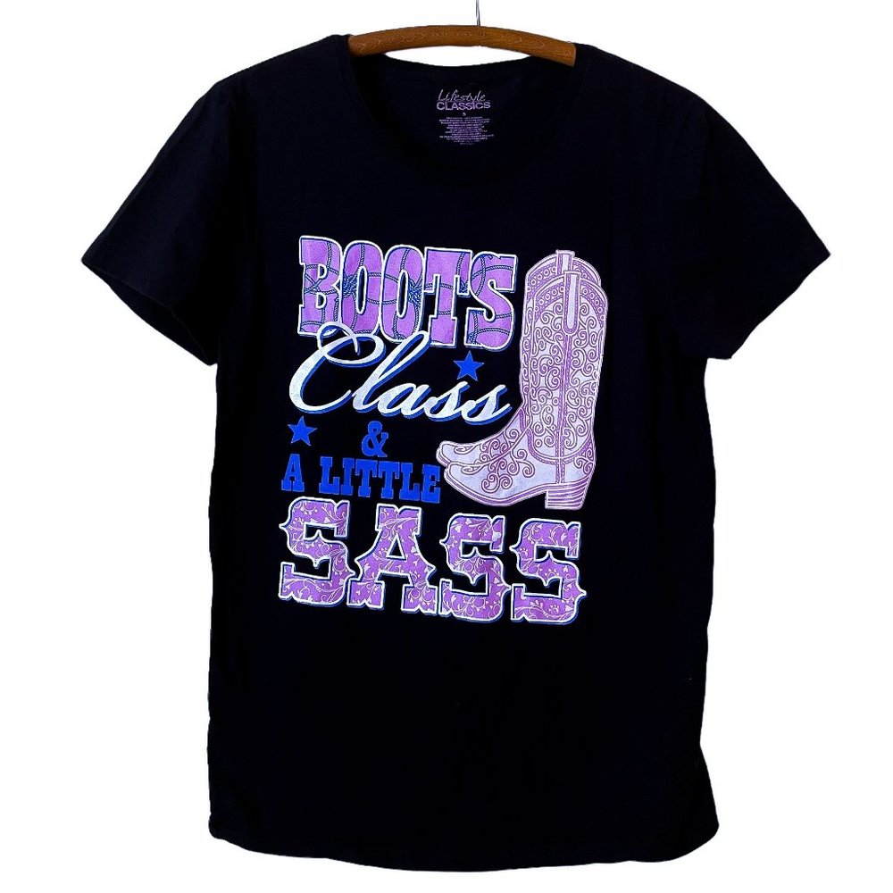 Vintage Y2K Graphic Tee Shirt Funny Pink and Purple Quirky Top Cowboy